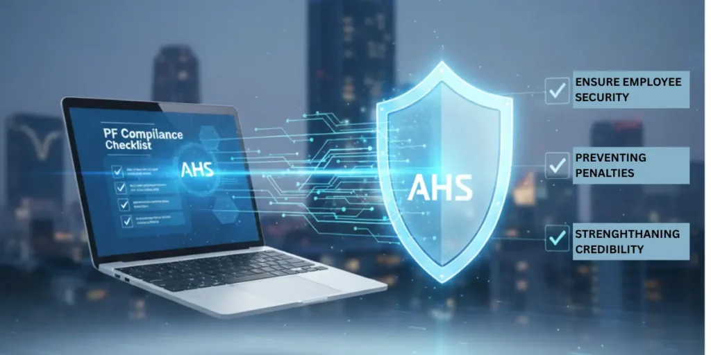 Laptop with info about PF compliance checklist